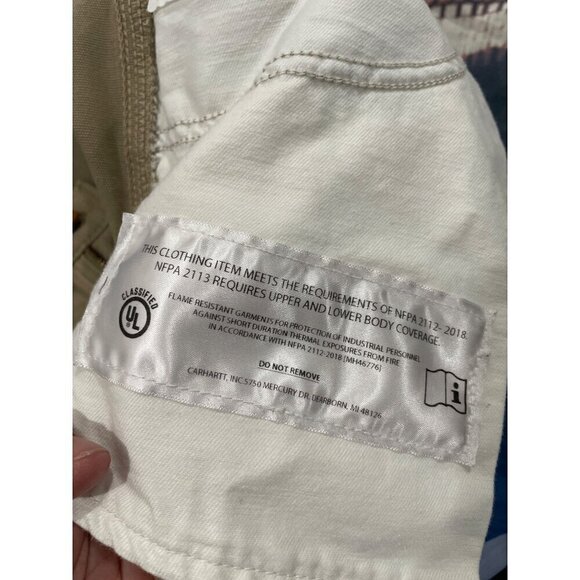 CARHARTT MEN'S CARGO KHAKI WORK FLAME RESISTANT PANTS CAT 2 2112 SIZE 34 X 30 - Picture 8 of 10